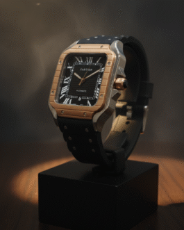 Cartier Santos de Cartier Large Automatic – Two-Tone Steel & Rose Gold with Black Rubber Strap Replica